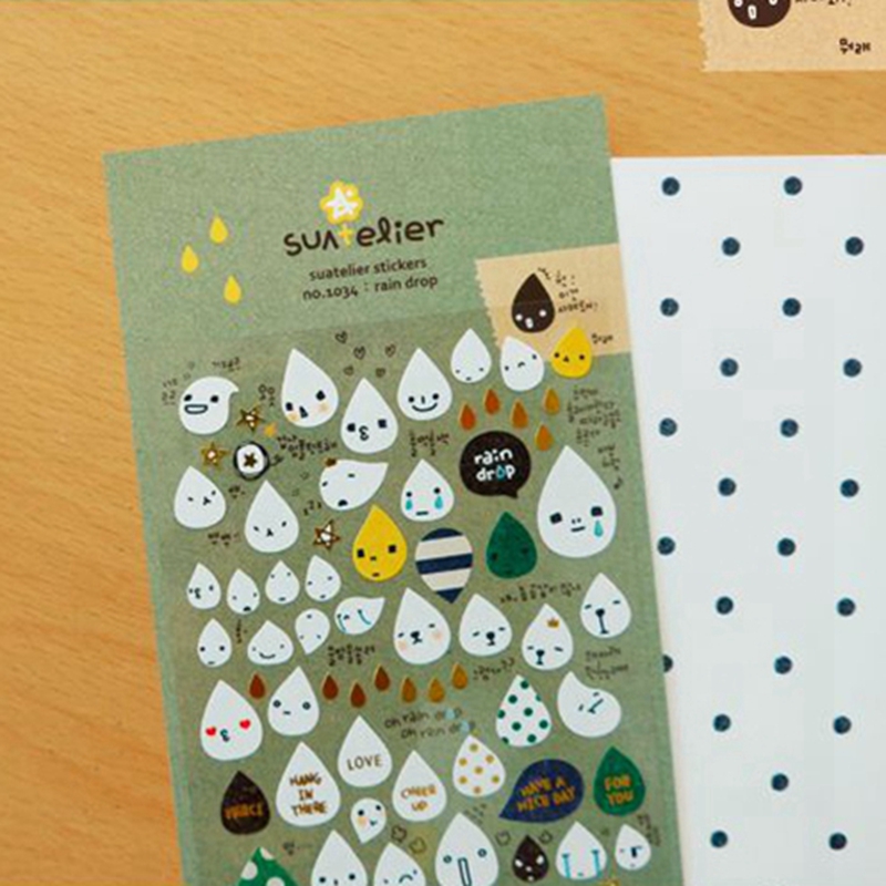 Embellishments For Scrapbooking - 韓国 スアテリエ レイン ドロップ ステッカー No.1034