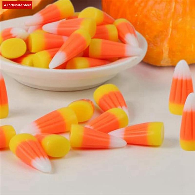 Embellishments For Scrapbooking - 100 個ハロウィン樹脂キャンディーコーン人工 3D キャンディーコーンビーズ秋フェイクフェイクコーンスクラップブッキング装飾-A78G