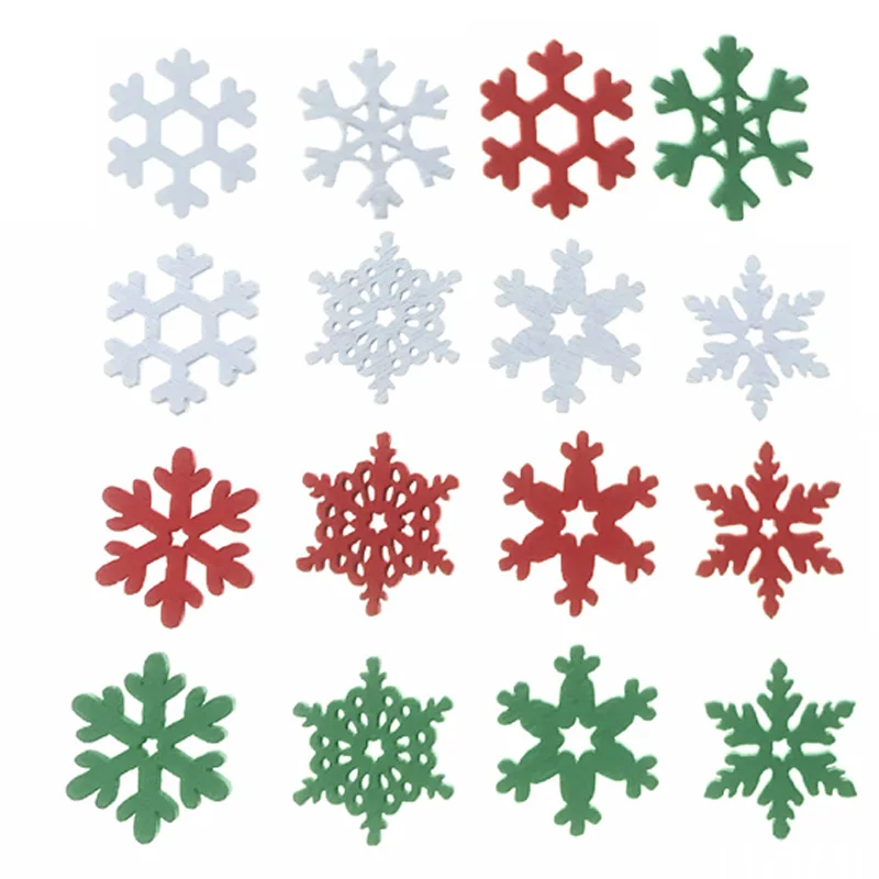 Christmas Craft Embellishment - 50個入り 20MM ミックスカラー 木製スライス クリスマススノーフレーク スクラップブッキング