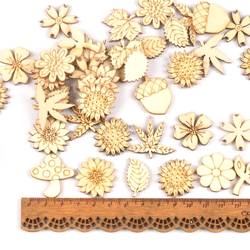 天然木のdiyアクセサリー、ひまわりと草、スクラップブッキン - Embellishments For Scrapbooking のレビューと価格