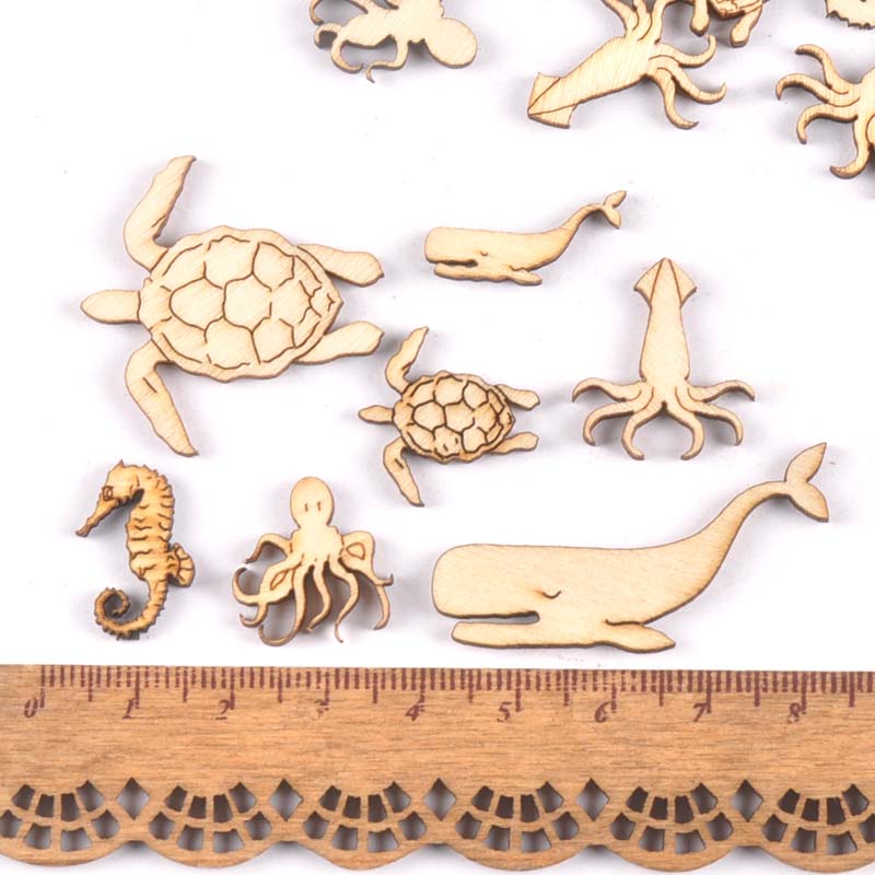 20個25-40mmウミガメ/馬/クジラの木diy工芸品家の - Embellish Craft のレビューと価格