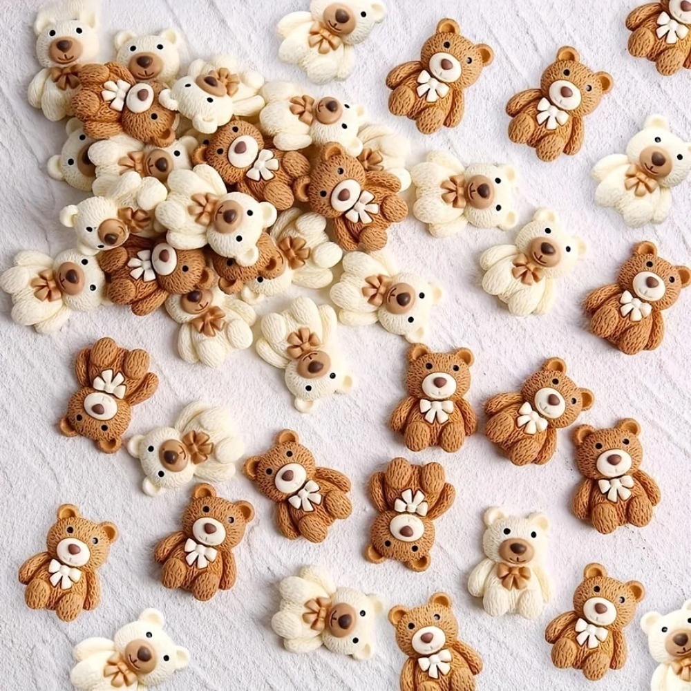 10-100 個漫画ベージュコーヒーベア樹脂カボション売春フ - Embellishments For Scrapbooking のレビューと価格