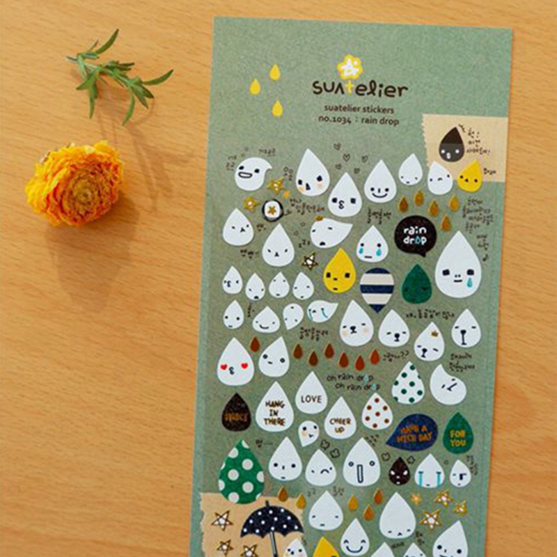 韓国 スアテリエ レイン ドロップ ステッカー No.103 - Embellishments For Scrapbooking のレビューと価格