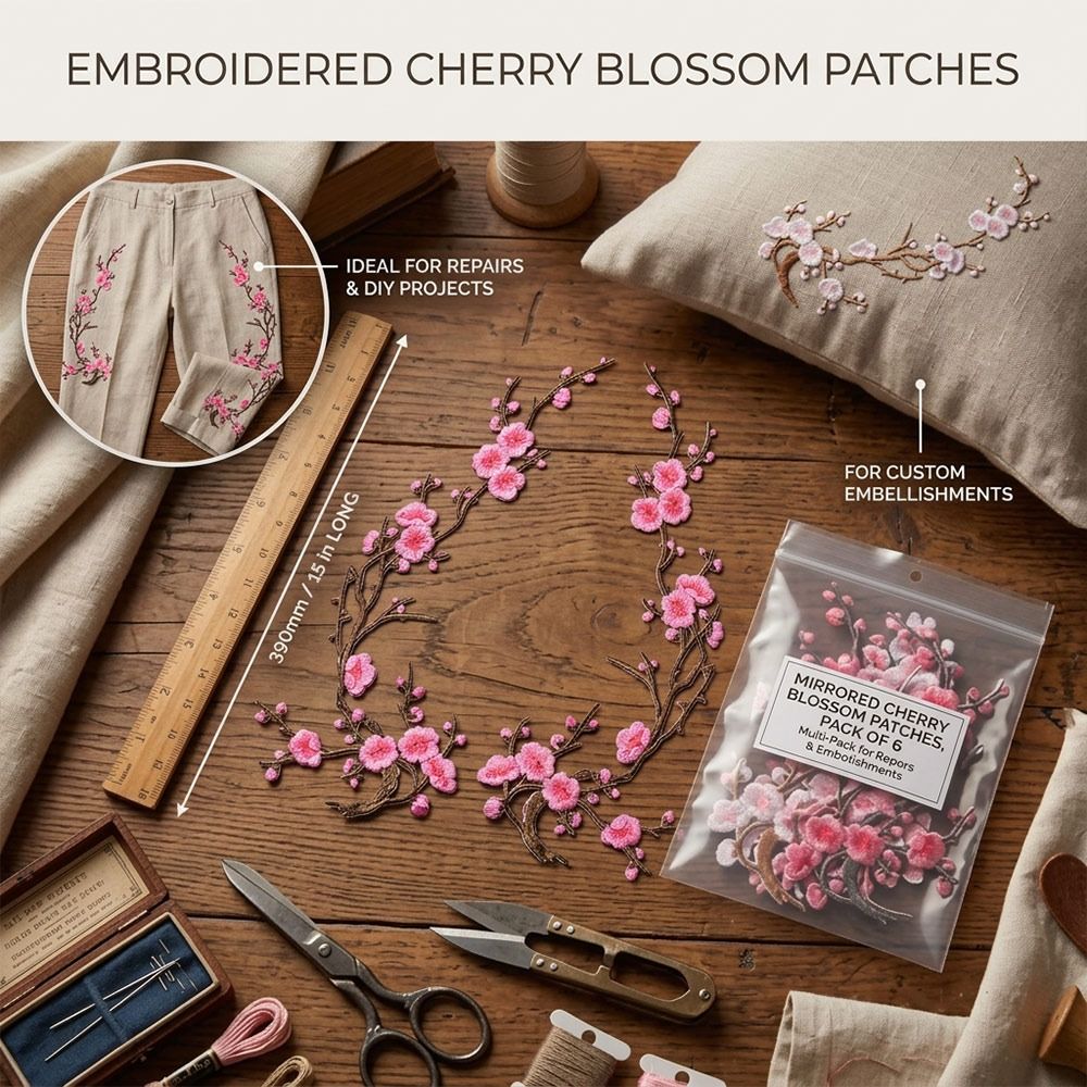 DIY桜の花アイロン接着パッチ アイロン接着＆縫い付け ホッ - Applique Patch Flower のレビューと価格