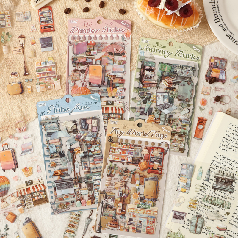 4枚/パック ヴィンテージデイリーアイテムラベルステッカー、 - Embellishments For Scrapbooking のレビューと価格